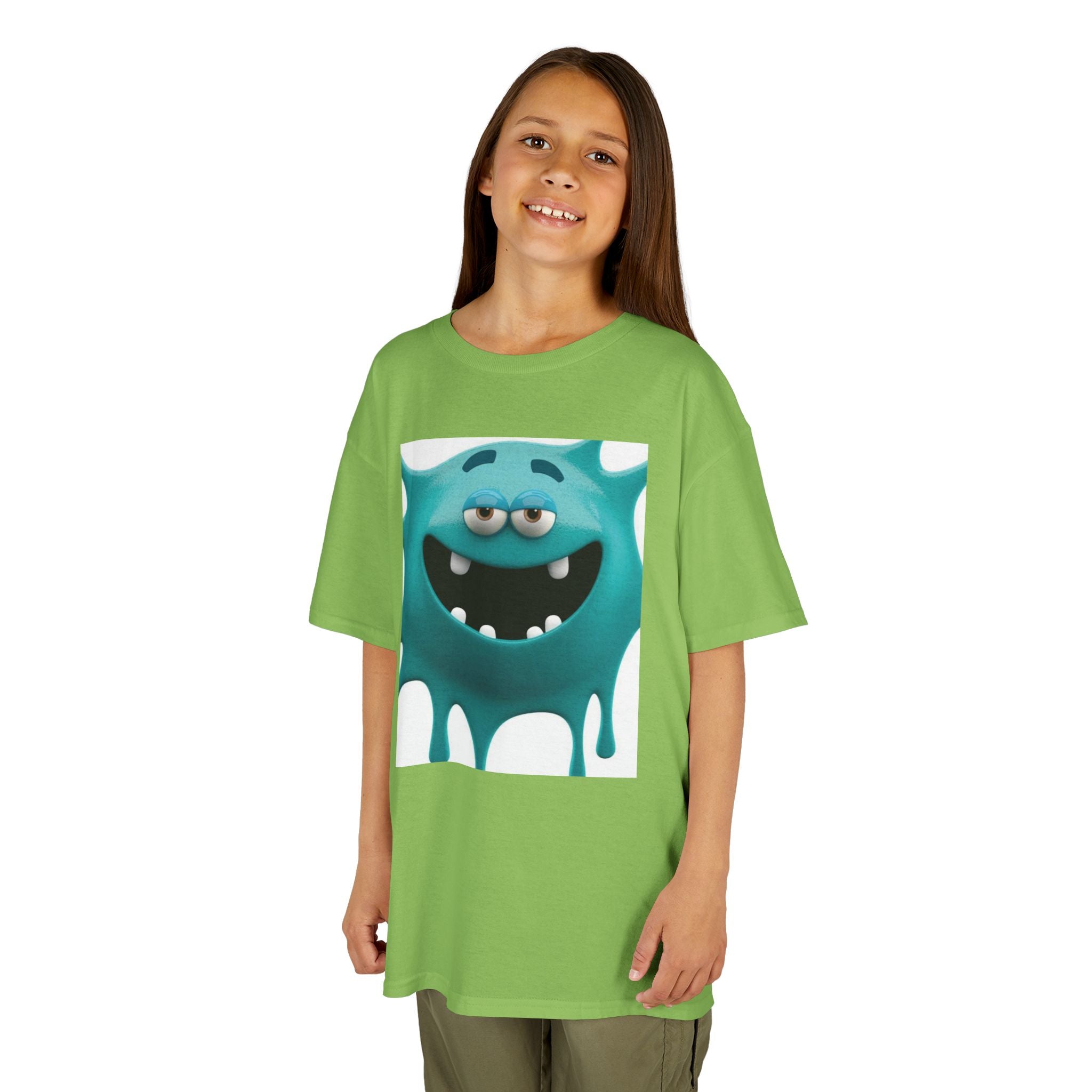 Kids Monster Drip T-Shirt — Cute Teal Cartoon Monster Tee