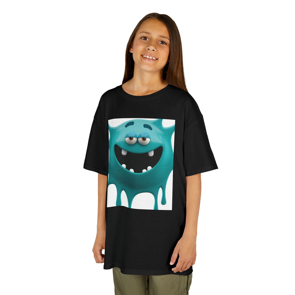 Kids Monster Drip T-Shirt — Cute Teal Cartoon Monster Tee