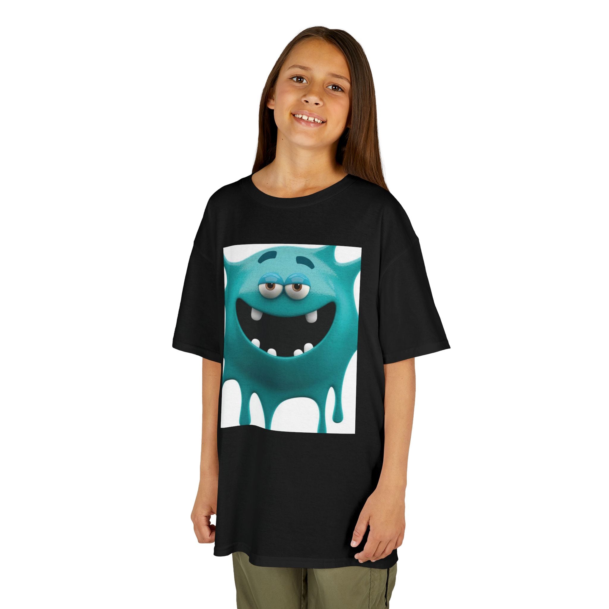 Kids Monster Drip T-Shirt — Cute Teal Cartoon Monster Tee