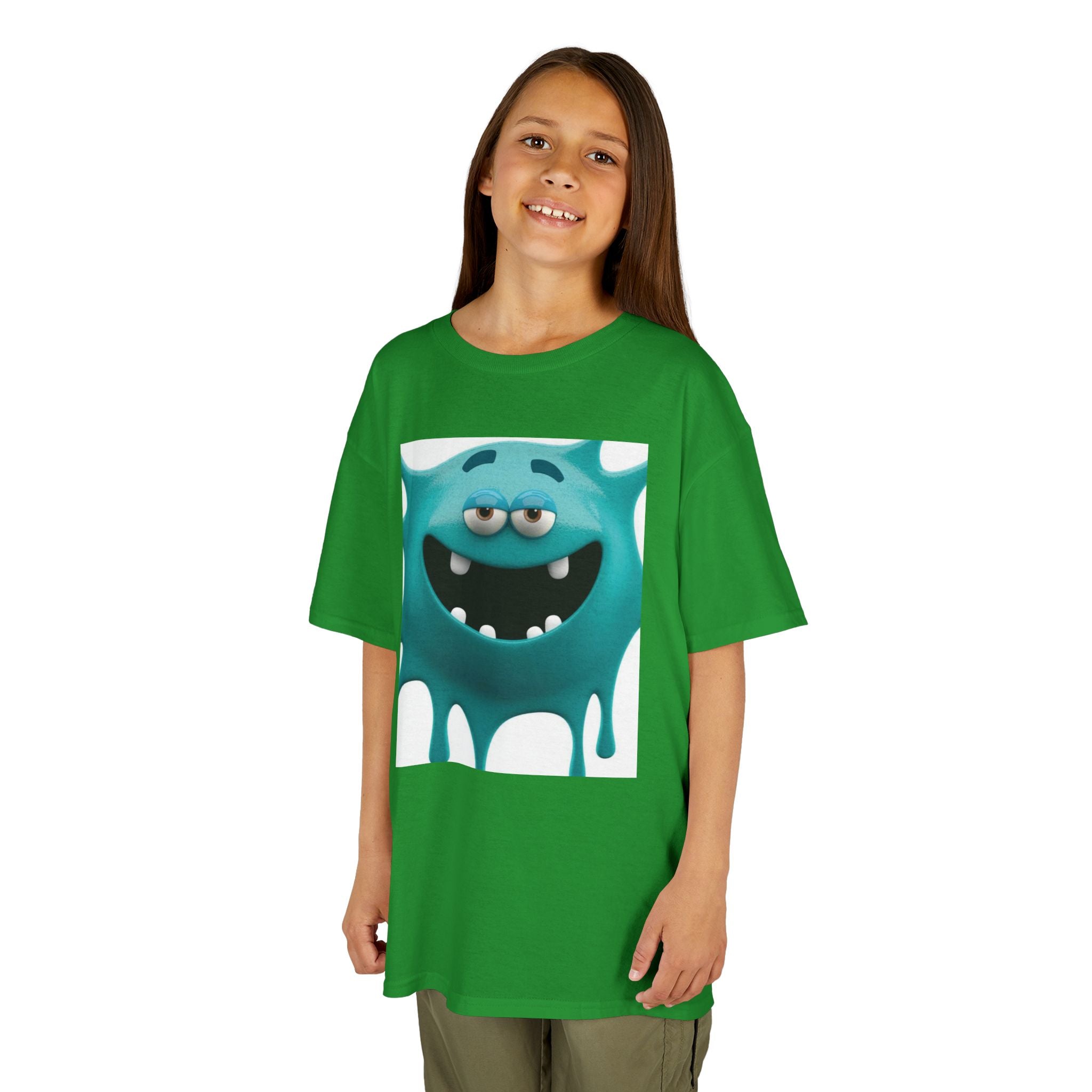 Kids Monster Drip T-Shirt — Cute Teal Cartoon Monster Tee