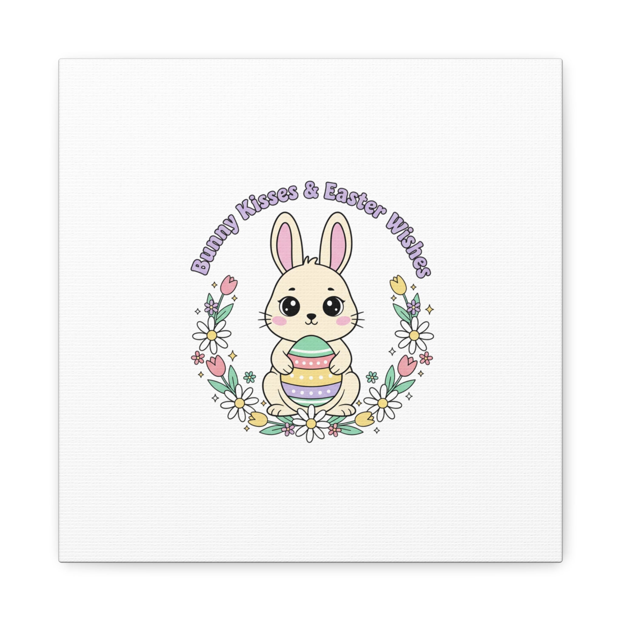 Bunny Kisses Easter Bunny Canvas | pastel spring, cottagecore