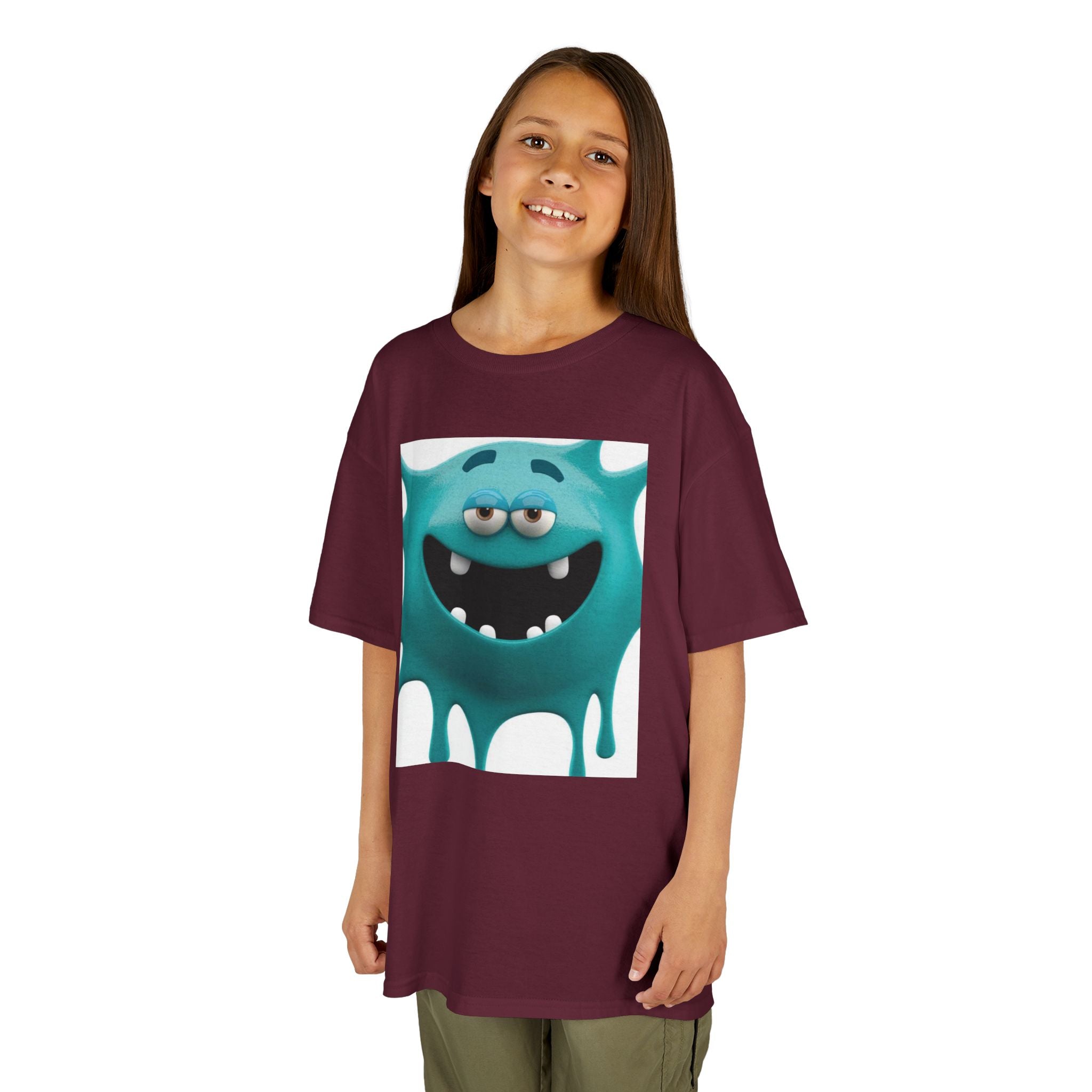 Kids Monster Drip T-Shirt — Cute Teal Cartoon Monster Tee