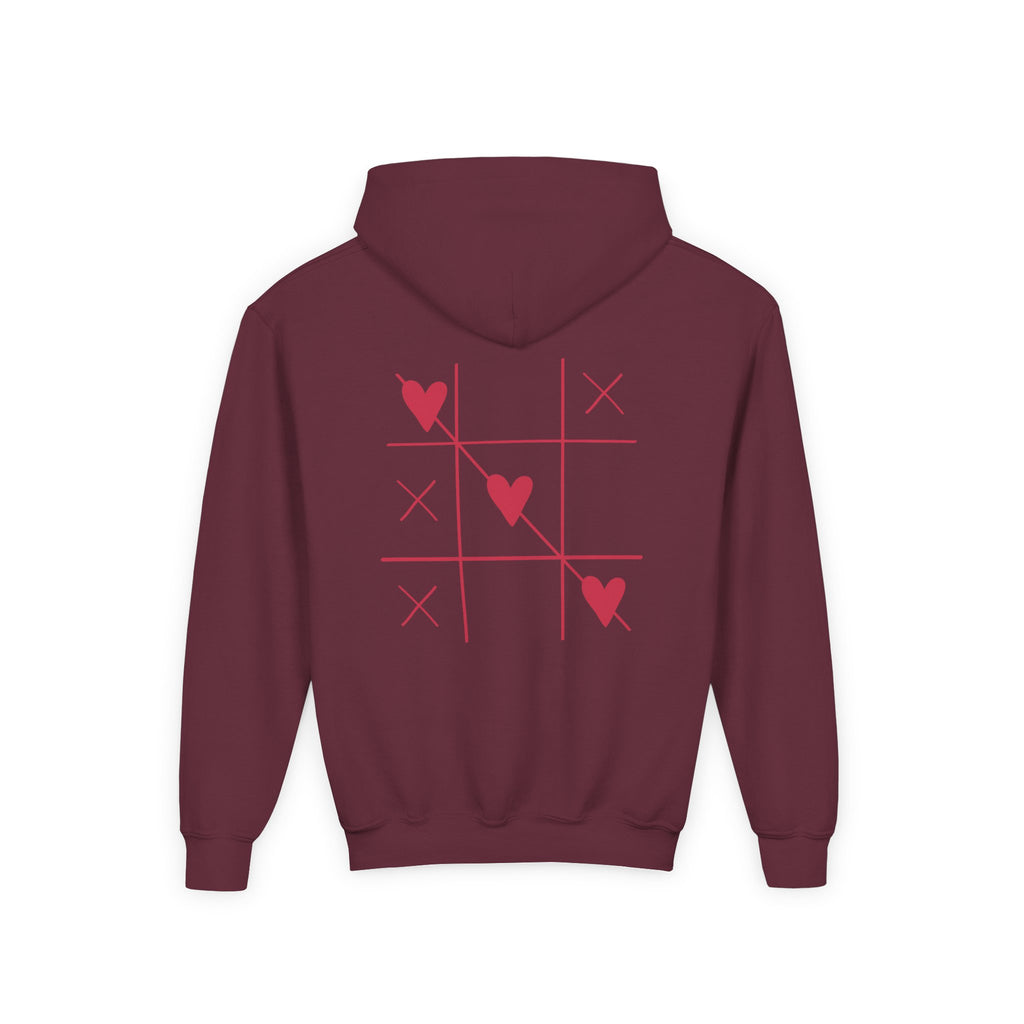 Youth Hoodie — Minimal Valentine Heart Hands "I (heart) you" Design
