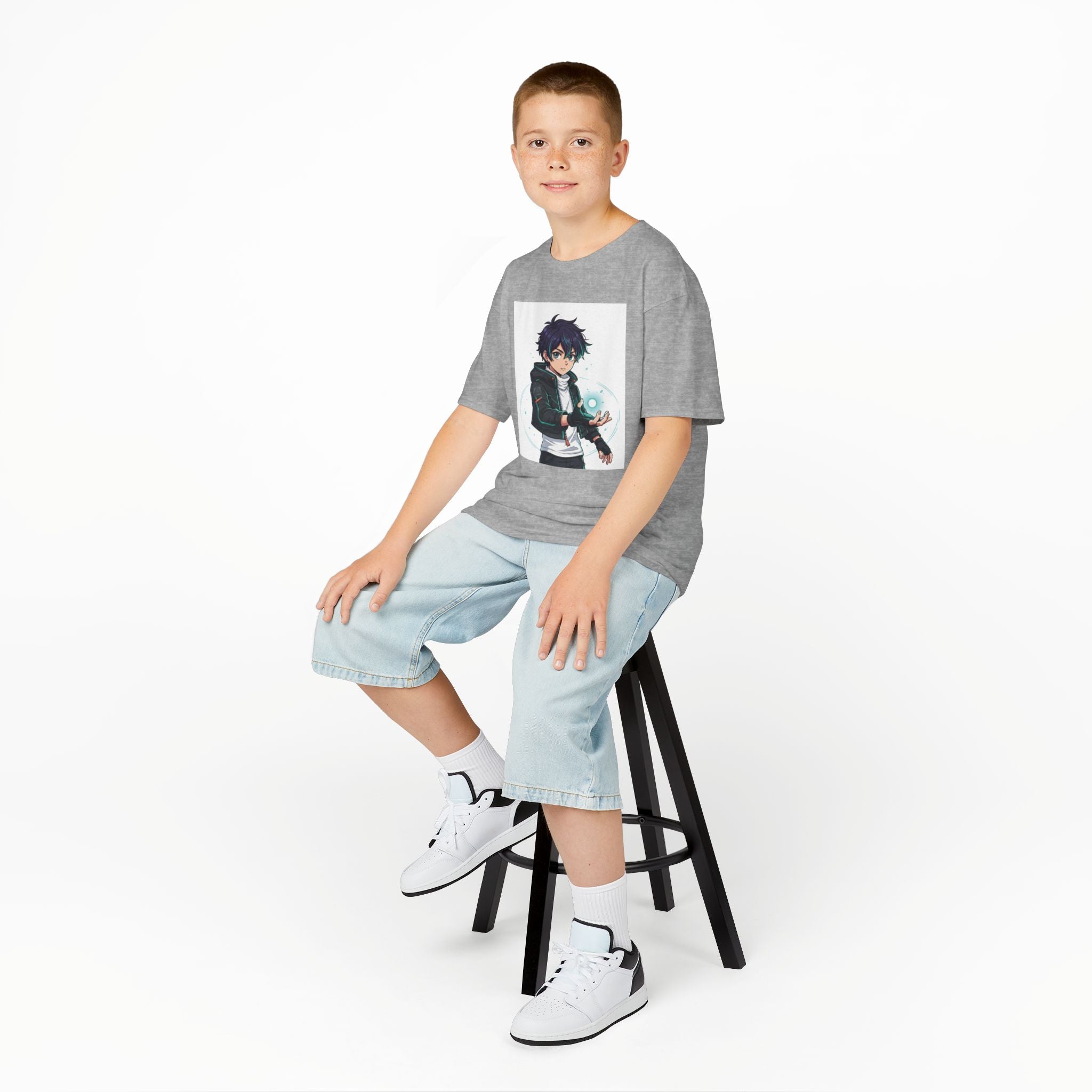 Kids Anime Mage T‑Shirt — Cute Boy Sorcerer Graphic Tee