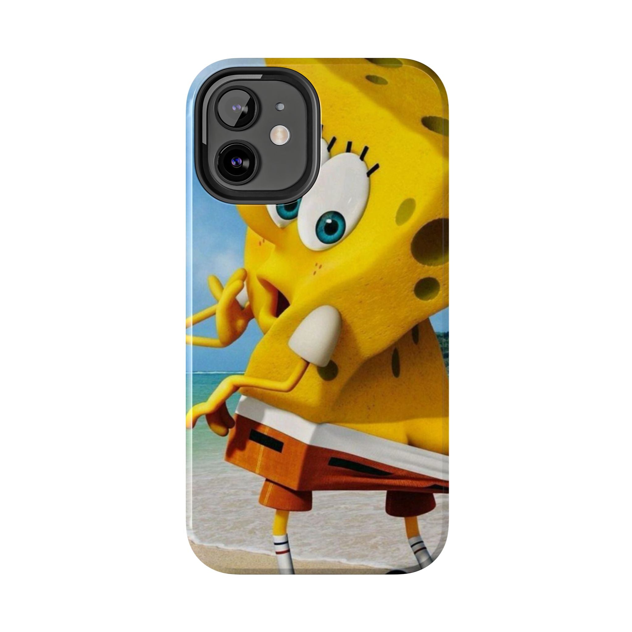 Cartoon Yellow Sponge Tough Phone Case — Beach Character Protective Phone Cover