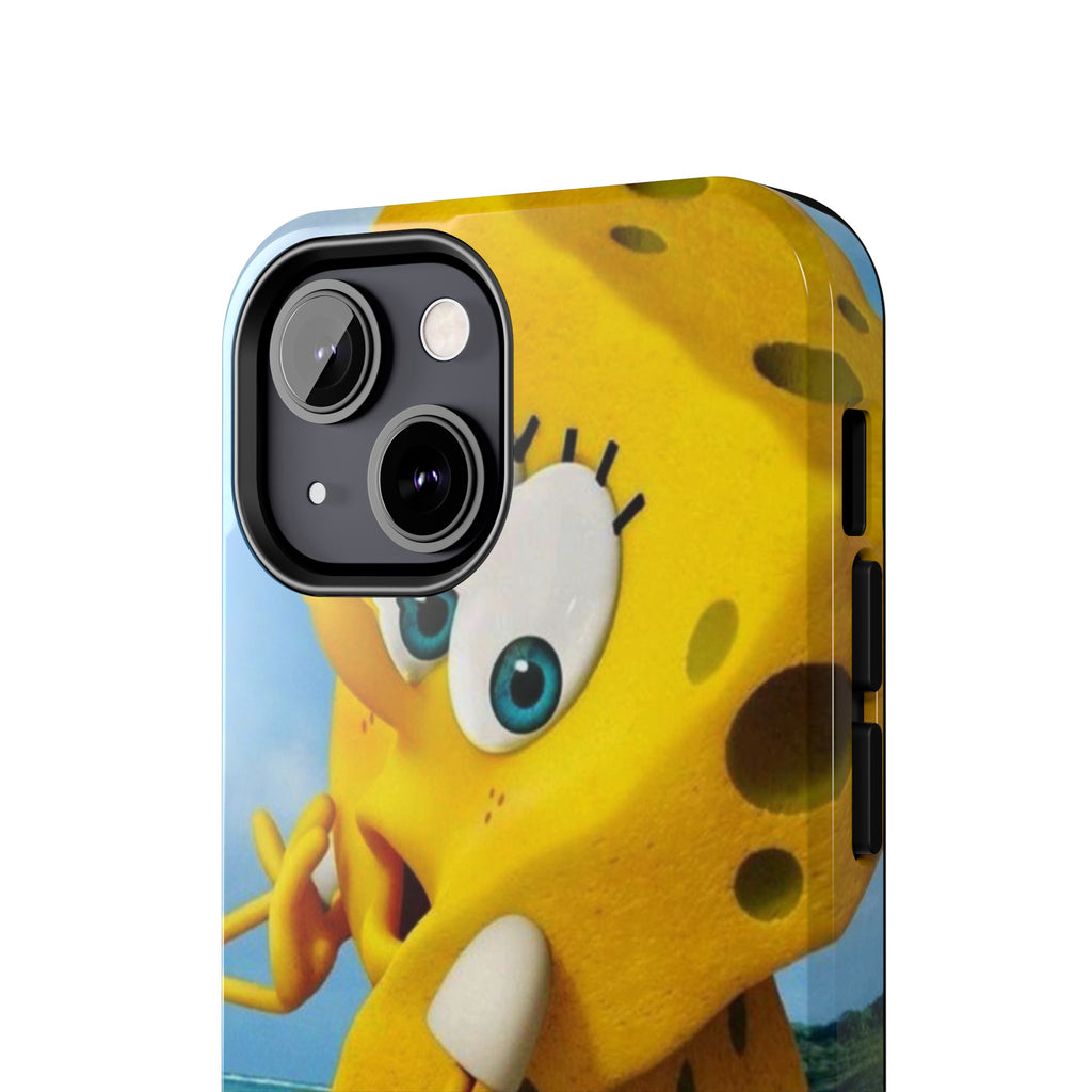 Cartoon Yellow Sponge Tough Phone Case — Beach Character Protective Phone Cover