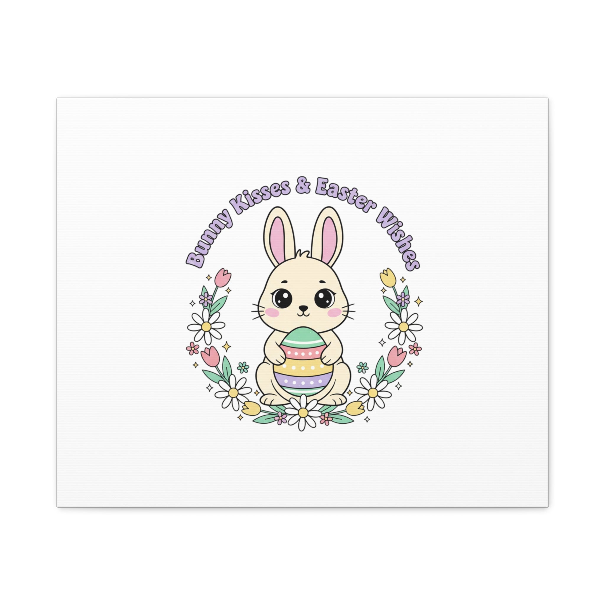 Bunny Kisses Easter Bunny Canvas | pastel spring, cottagecore