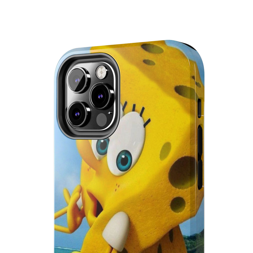 Cartoon Yellow Sponge Tough Phone Case — Beach Character Protective Phone Cover
