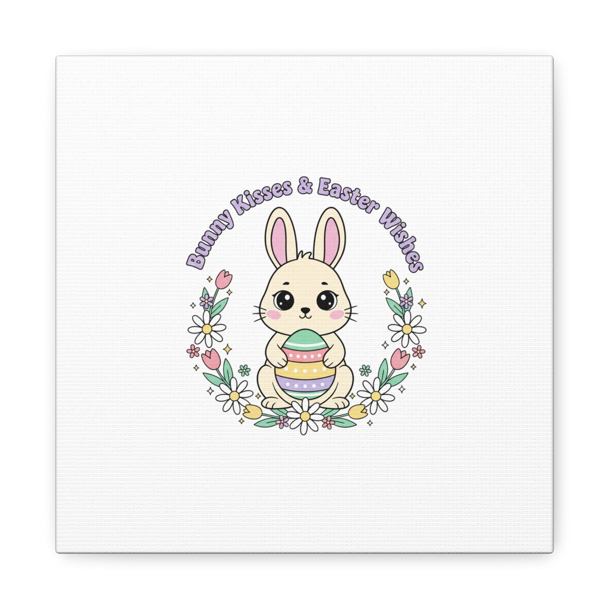 Bunny Kisses Easter Bunny Canvas | pastel spring, cottagecore