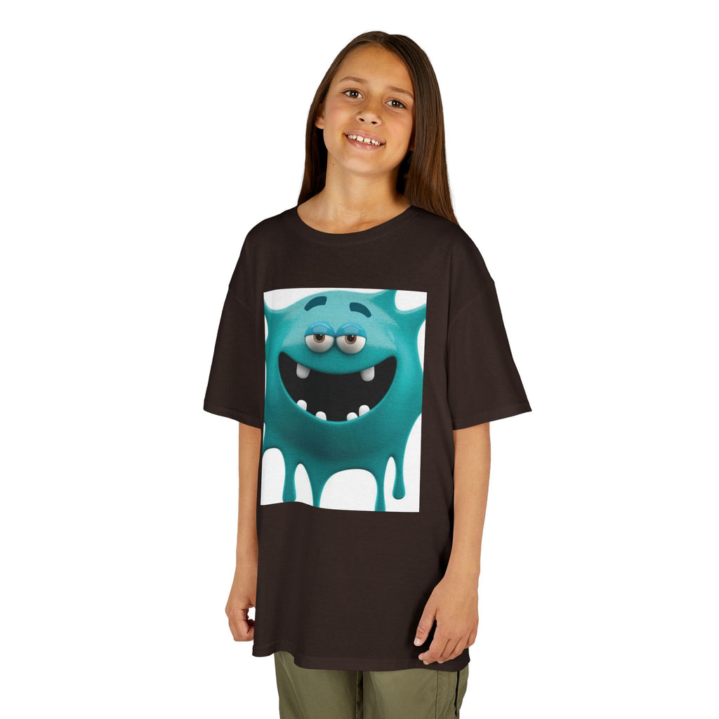 Kids Monster Drip T-Shirt — Cute Teal Cartoon Monster Tee
