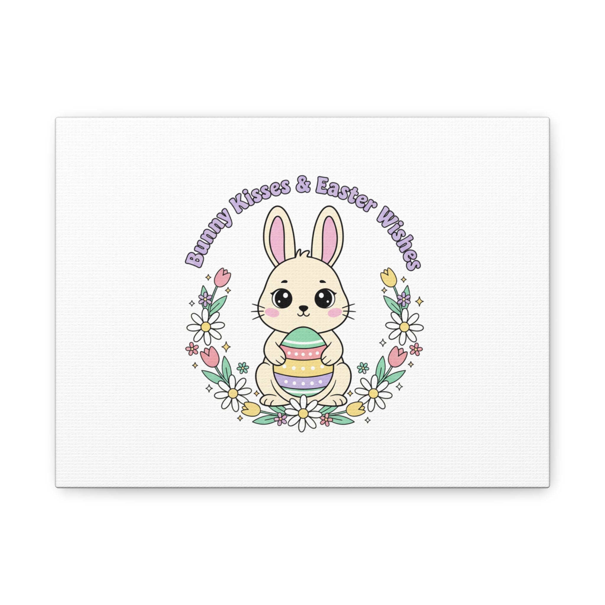 Bunny Kisses Easter Bunny Canvas | pastel spring, cottagecore