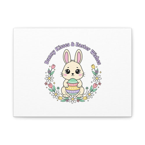 Bunny Kisses Easter Bunny Canvas | pastel spring, cottagecore