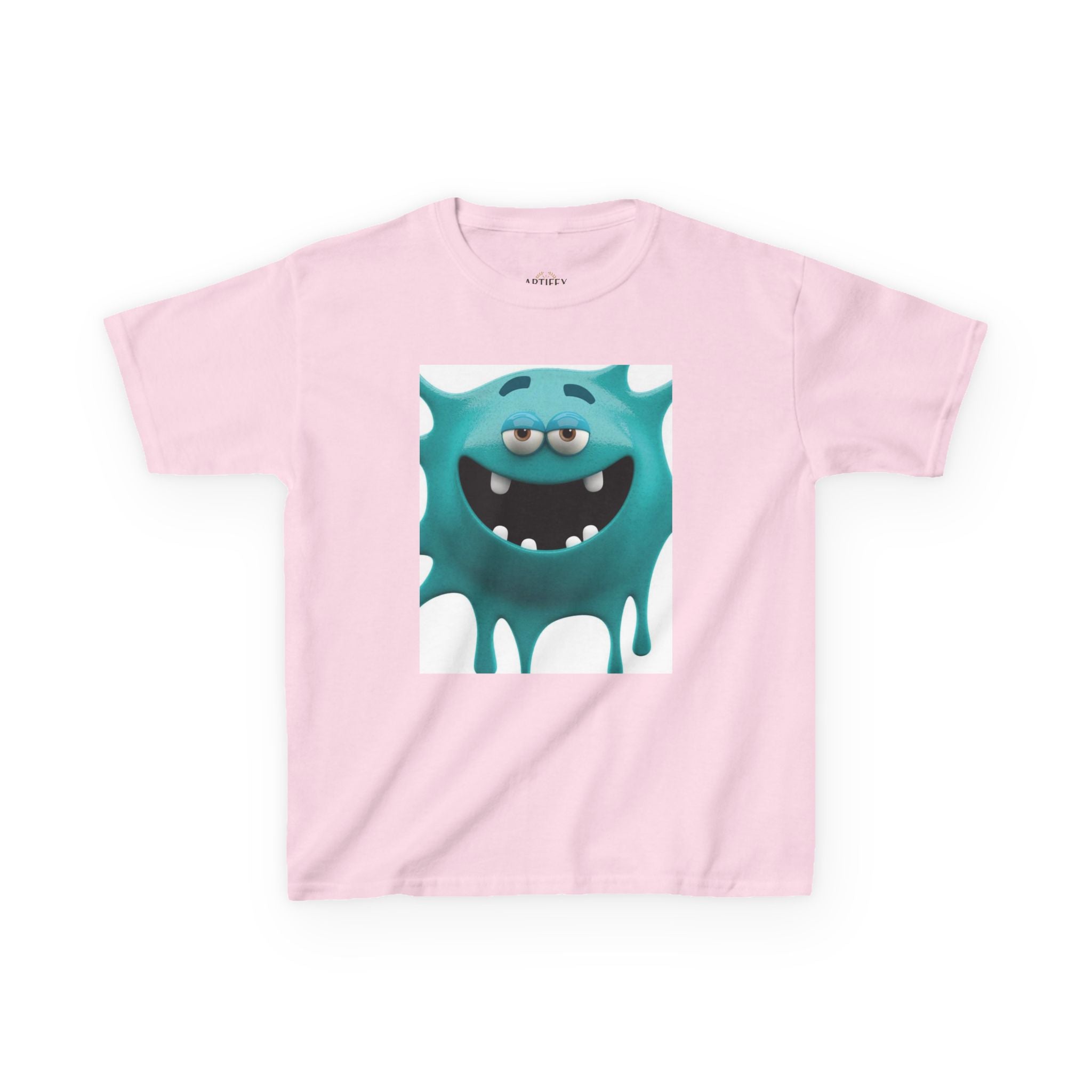Kids Monster Drip T-Shirt — Cute Teal Cartoon Monster Tee