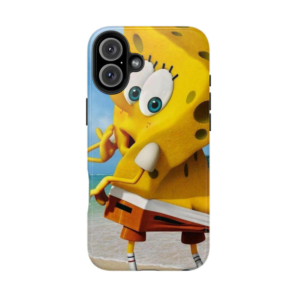Cartoon Yellow Sponge Tough Phone Case — Beach Character Protective Phone Cover