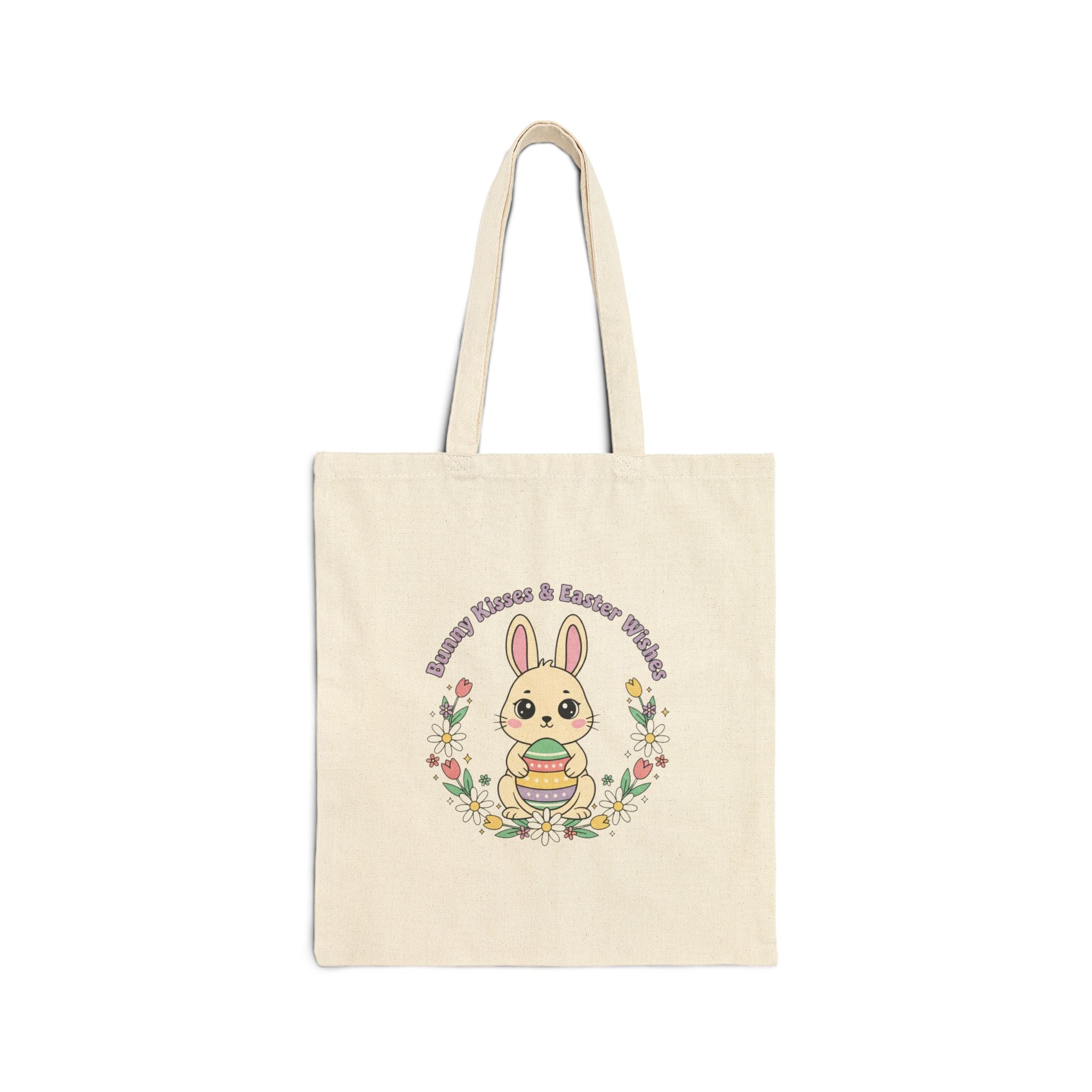 Easter Bunny Aesthetic Tote, pastel spring cottagecore canvas tote