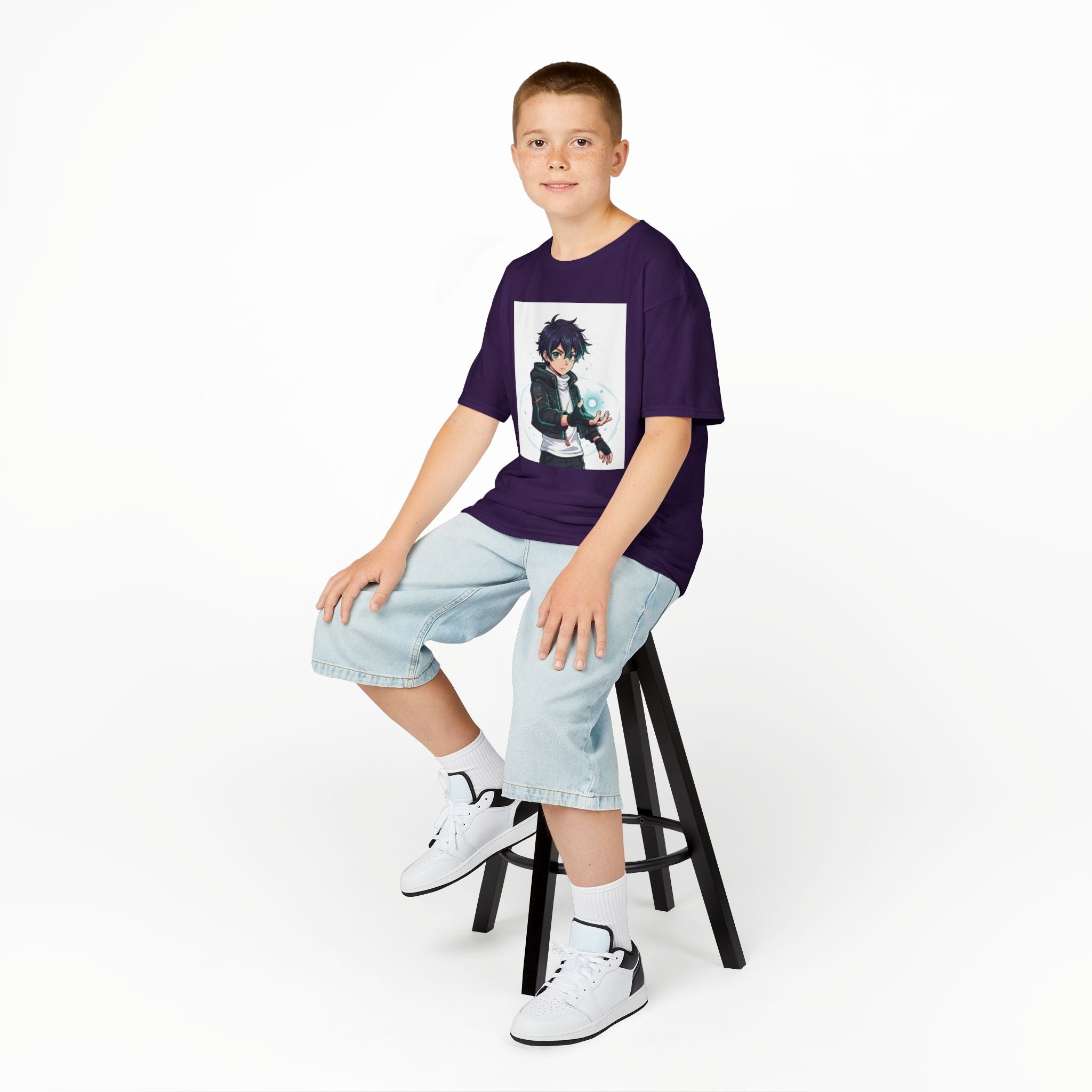 Kids Anime Mage T‑Shirt — Cute Boy Sorcerer Graphic Tee