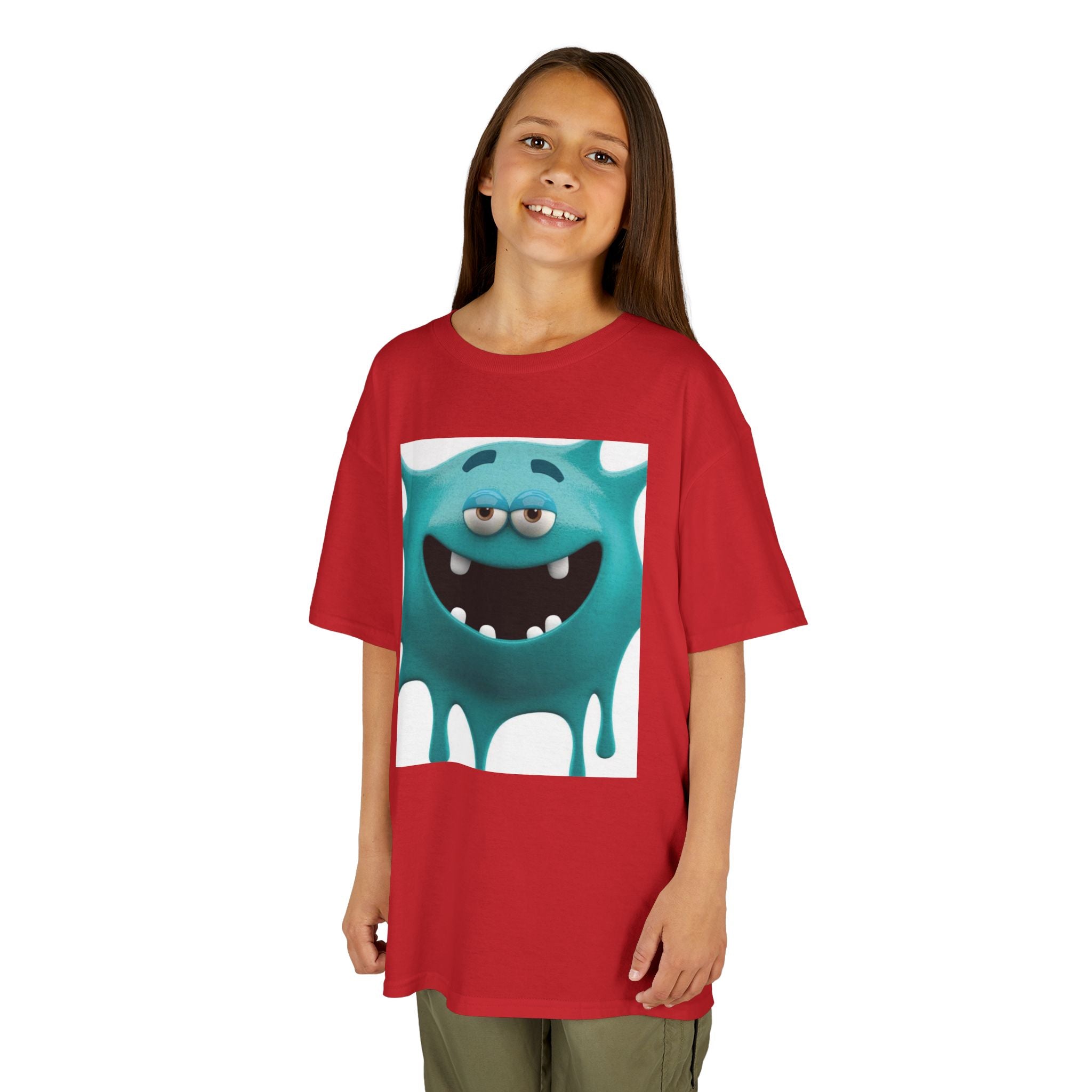 Kids Monster Drip T-Shirt — Cute Teal Cartoon Monster Tee