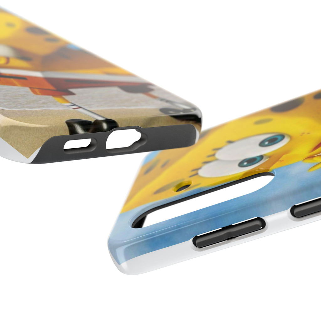 Cartoon Yellow Sponge Tough Phone Case — Beach Character Protective Phone Cover