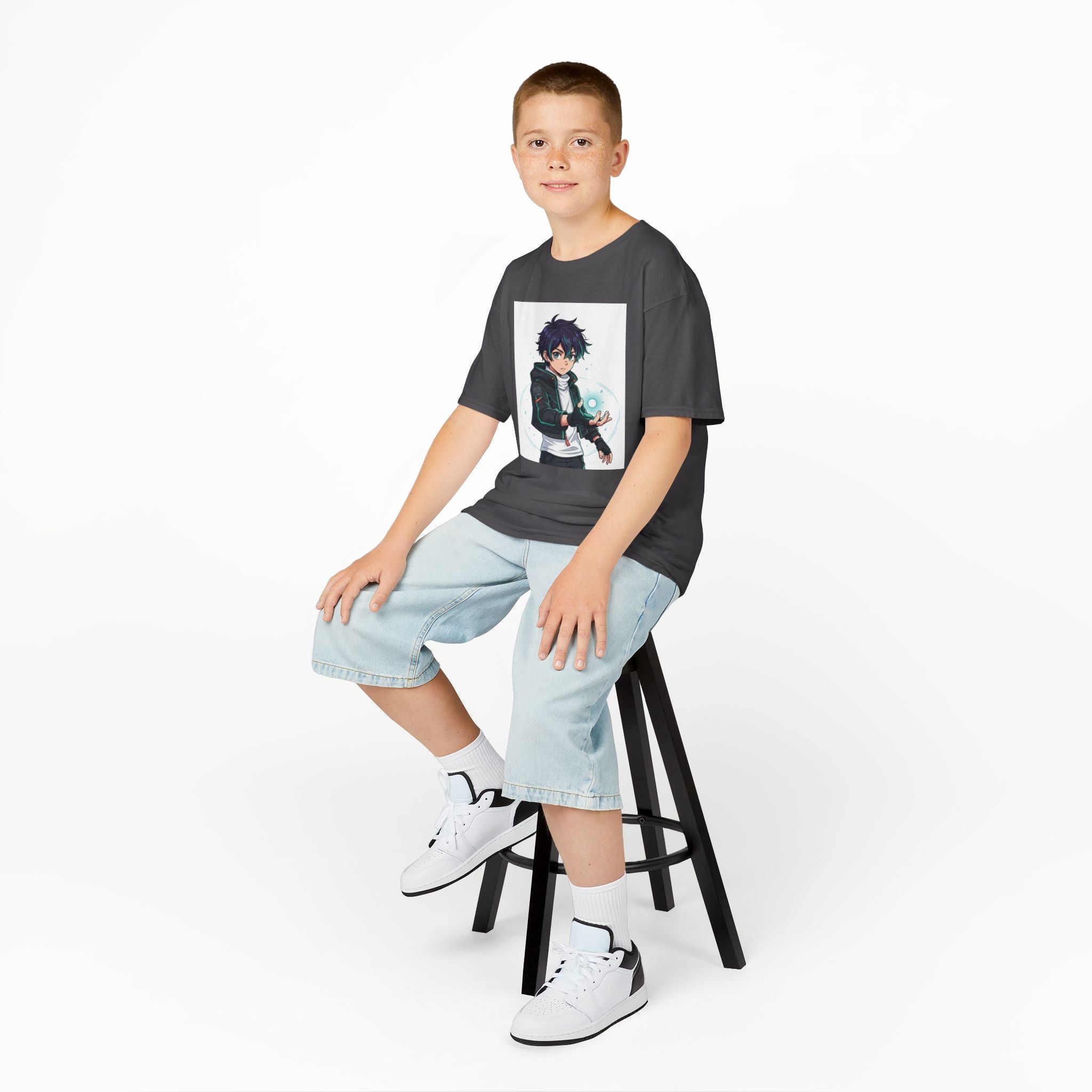 Kids Anime Mage T‑Shirt — Cute Boy Sorcerer Graphic Tee