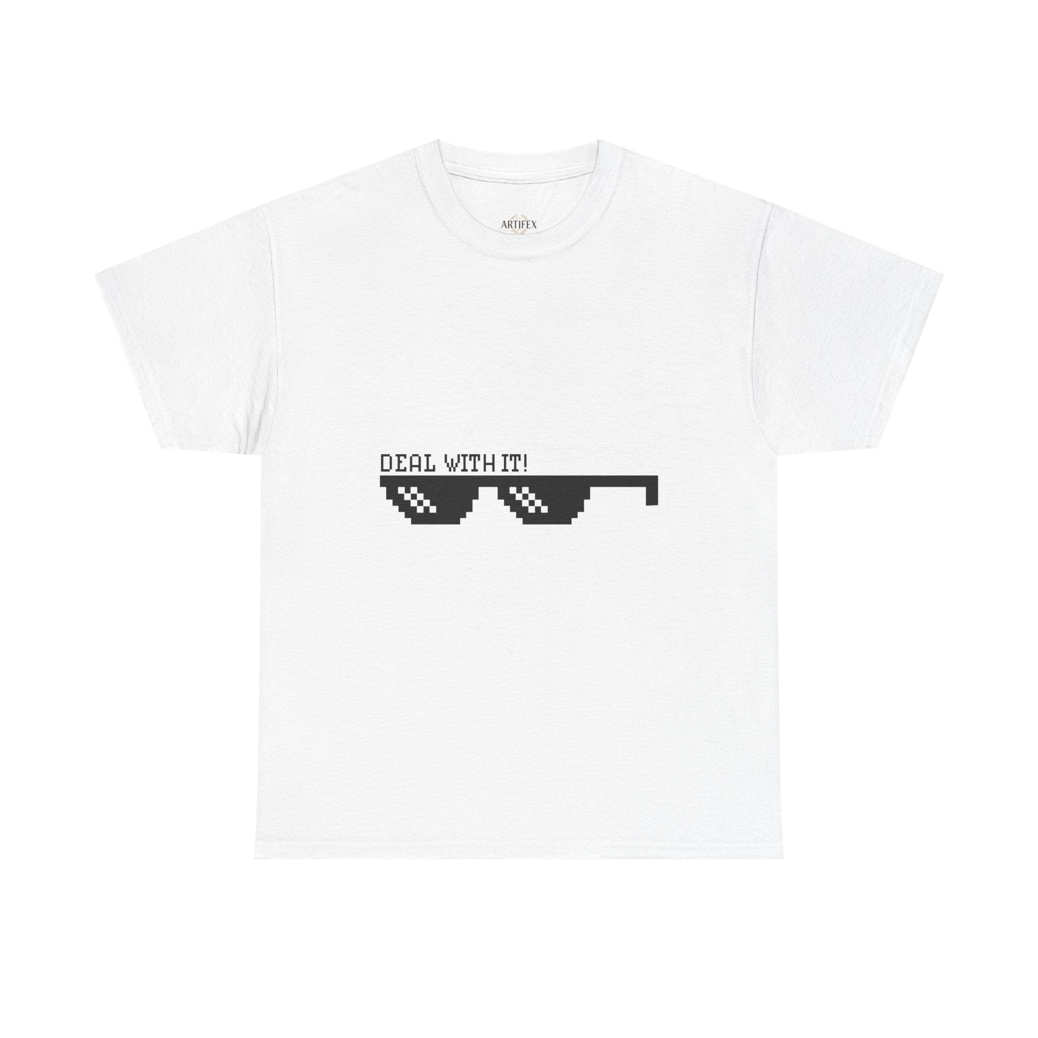 Just Do It Tomorrow Tee — 'Deal With It' Pixel Sunglasses Graphic T‑Shirt