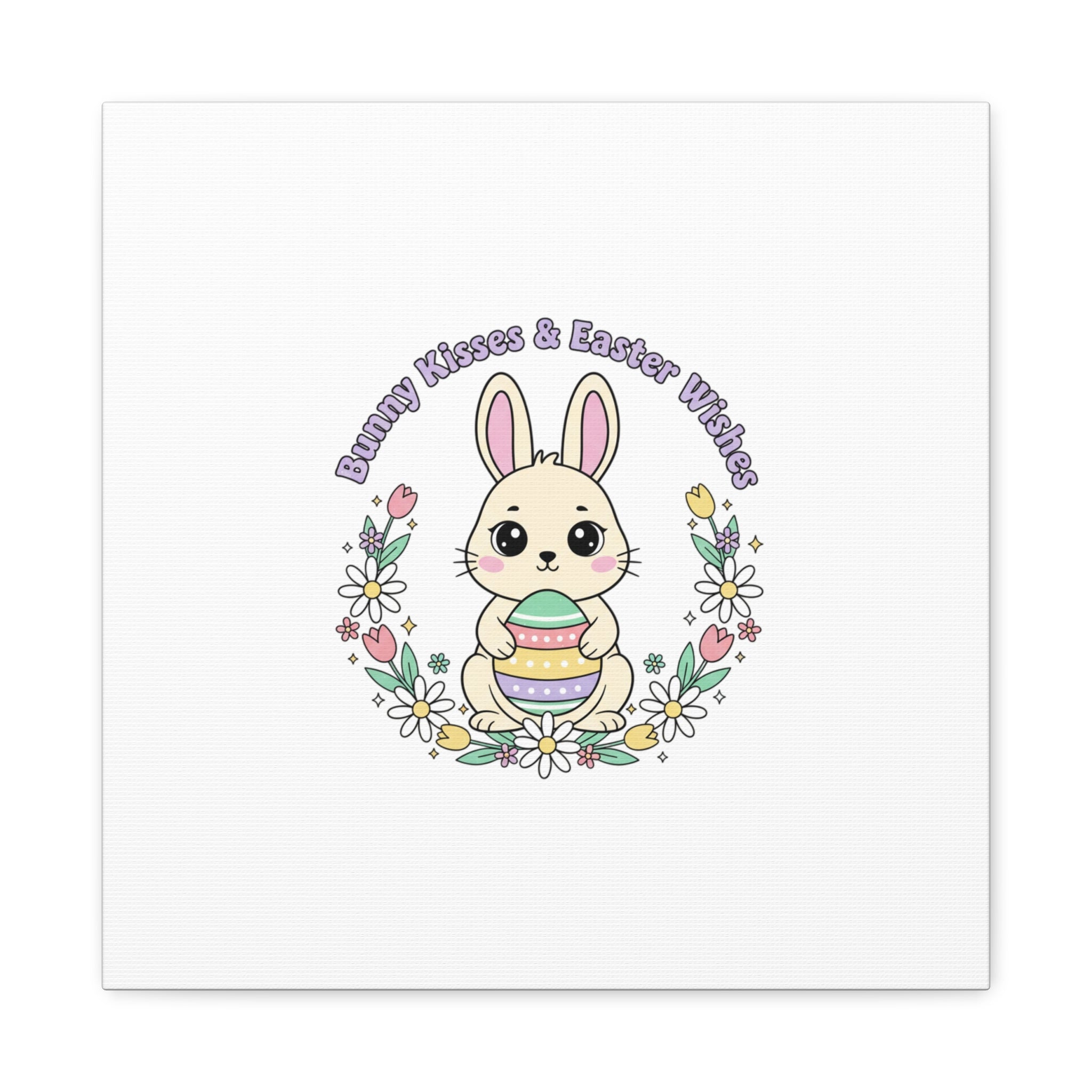 Bunny Kisses Easter Bunny Canvas | pastel spring, cottagecore