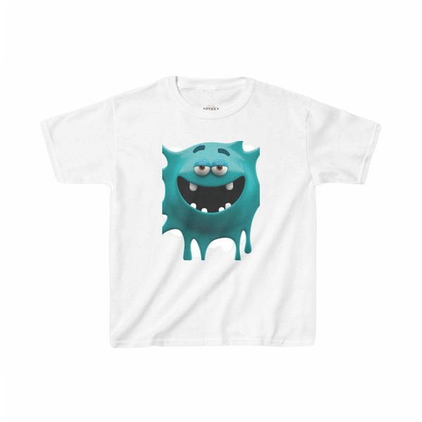 Kids Monster Drip T-Shirt — Cute Teal Cartoon Monster Tee