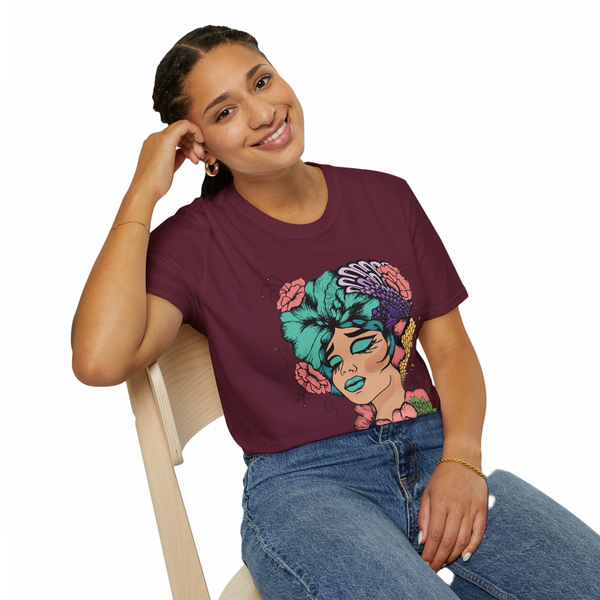 Girl Power Floral Portrait T-Shirt